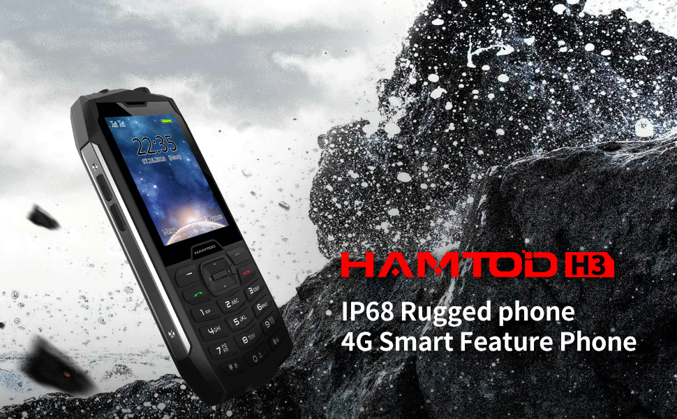 HAMTOD H3 Teléfono resistente Pantalla HD de 2,8 pulgadas Batería de cuatro núcleos 2000 mAh Cámara de 0,3 MP 4G VoLTE