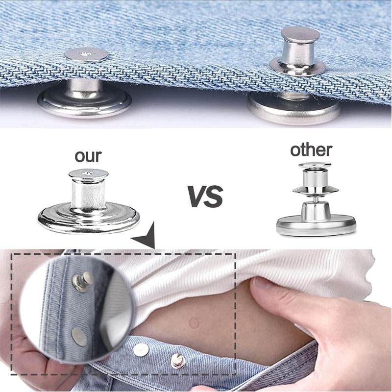 Botones de Metal para pantalones vaqueros, Kit de reparación de botones de tornillo sin costura, hebillas vaqueros extraíbles sin clavos, 17mm, 10 Uds.