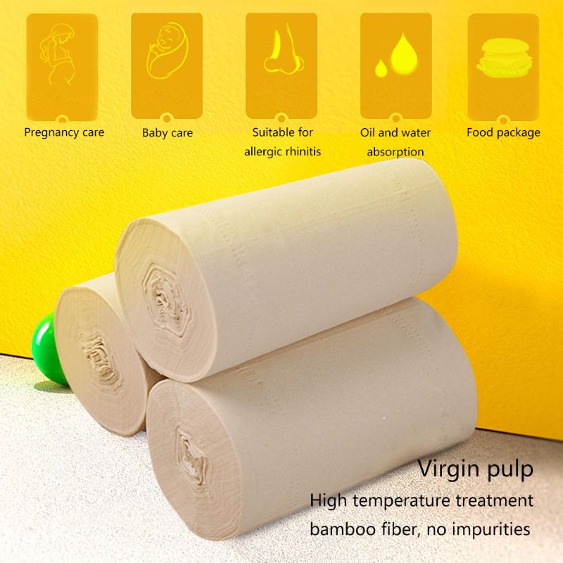 10 rouleaux de papier hygiénique en pâte de bambou 3 ou 4 plis épaissir le bain biodégradable