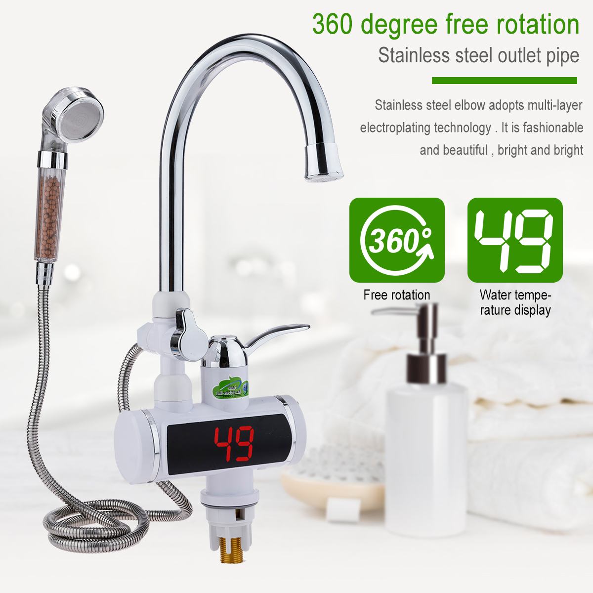 Grifo de 220V, calentador de agua eléctrico para ducha, calentador de pantalla LCD, grifo de agua , grifo eléctrico para cocina, calentador de agua