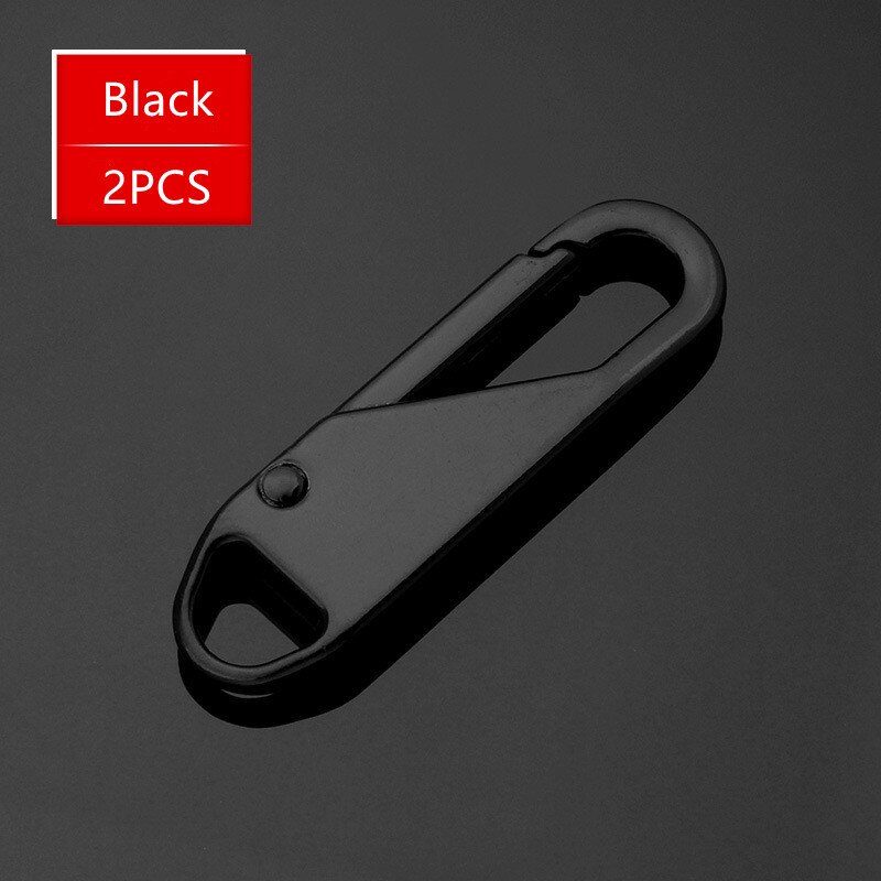 2pcs zippers puller Tab Replacement Metal Zipper for clothes Zipper Extender Tab Fixer Zipper Sliders Jacket Detachable Zipper: A Black--2PCS