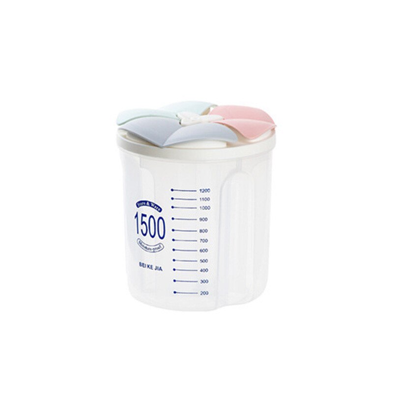 4Grids Plastic Keuken Granen Dispenser Opbergdoos Roterende Droog Voedsel Rijst Container Storage Case Meel Graan Opslag Fles Jar: 3grids 1500ml