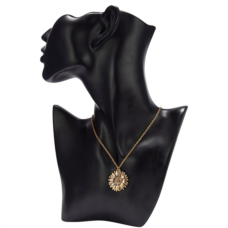 Gouden Kettingen Vrouwen Mode-sieraden Brief Gegraveerd Open Medaillon Zonnebloem Hanger Kettingen Vrouwen Meisje