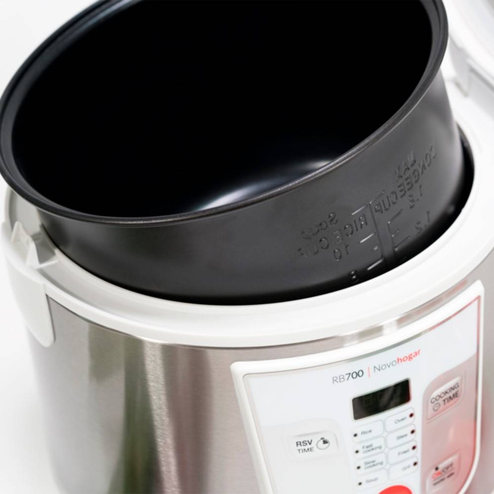 Robot de Cocina Multifunción RB700, Programable 24H. 5 Litros (10 Comensales). 8 Menús 8 Programas. Pantalla y Recetario