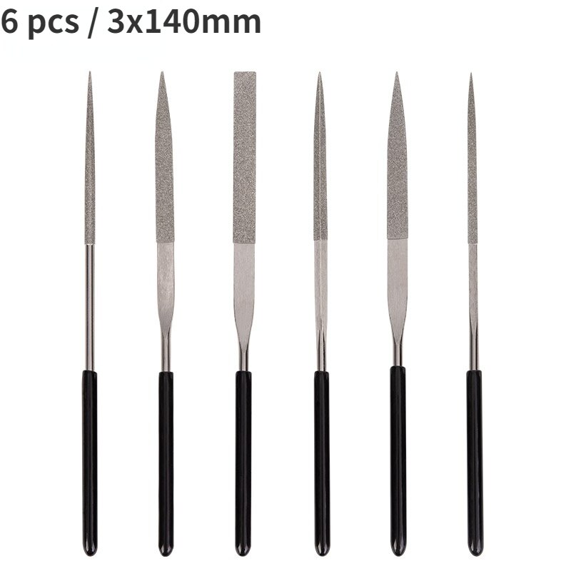 Deli 6 Pcs Set Plastic Dipped Handle Diamond Assorted File High Hardness Wear Resistant and Durable Household Woodworking Tool: Default Title