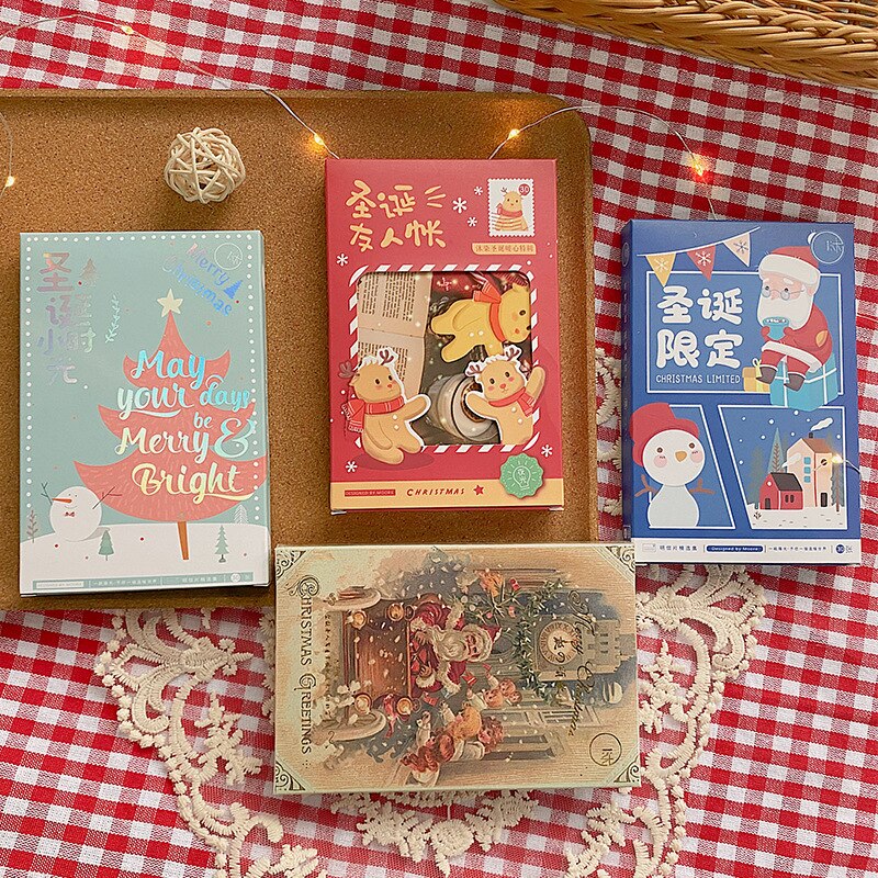 Una colección de postales navideñas de dibujos animados, de la hora de Navidad, Mensaje, tarjeta de felicitación, tarjeta de bendición, 30 piezas en