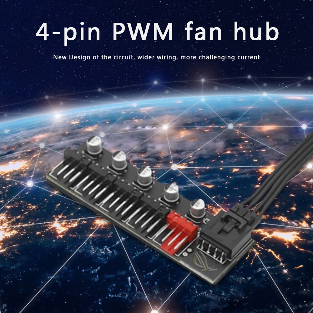 50cm 5 Port PC Fan Hub Splitter Speed Controller Adapter für 4 Pin PWM Kühler Lüfter