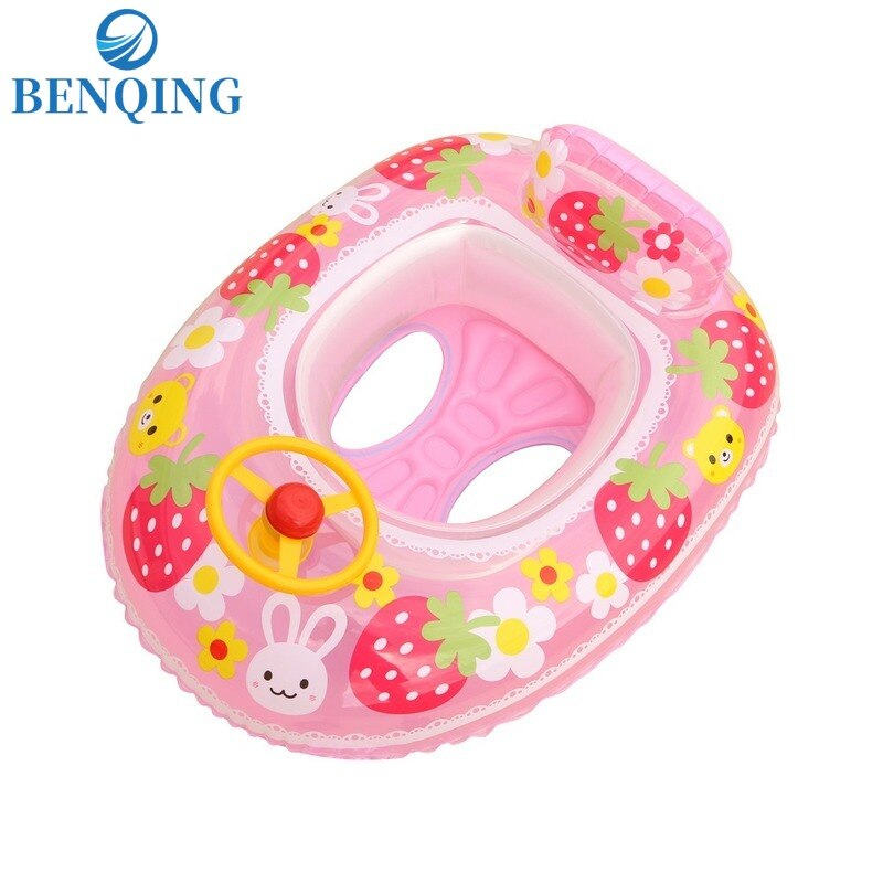 BENQING Verdickt PVC Erdbeere Horn Stiefel Sicherheit Baby Schwimmen Ring Aufblasbare freundlicher Lenkrad Sitz Ring WR071