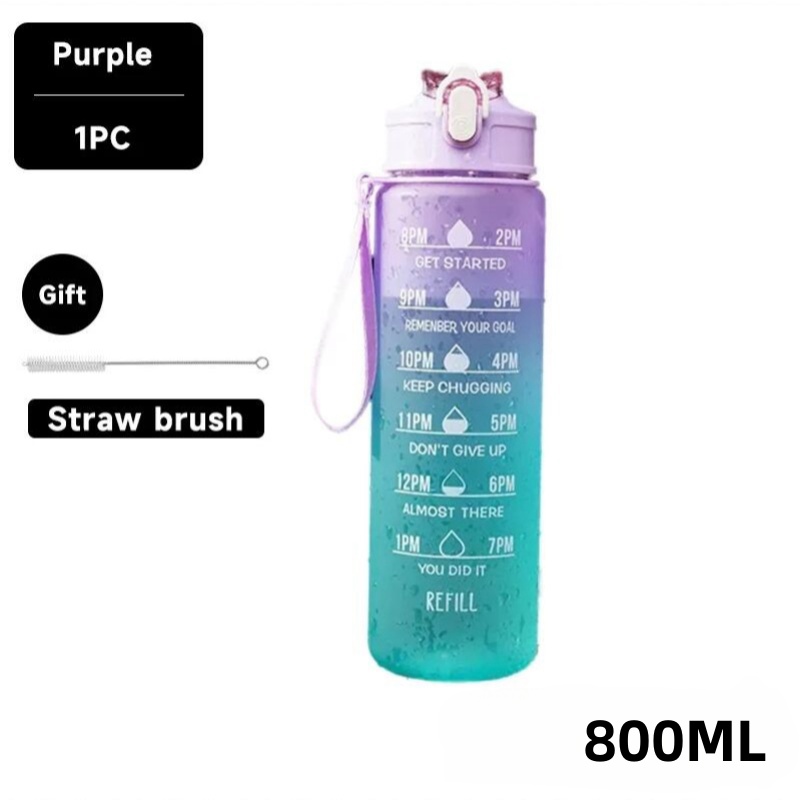 1 Liter Water Bottle Motivational Sport Water Bottle Leakproof Drinking Bottles Outdoor Travel Gym Fitness Jugs For Kitchen: PURPLE