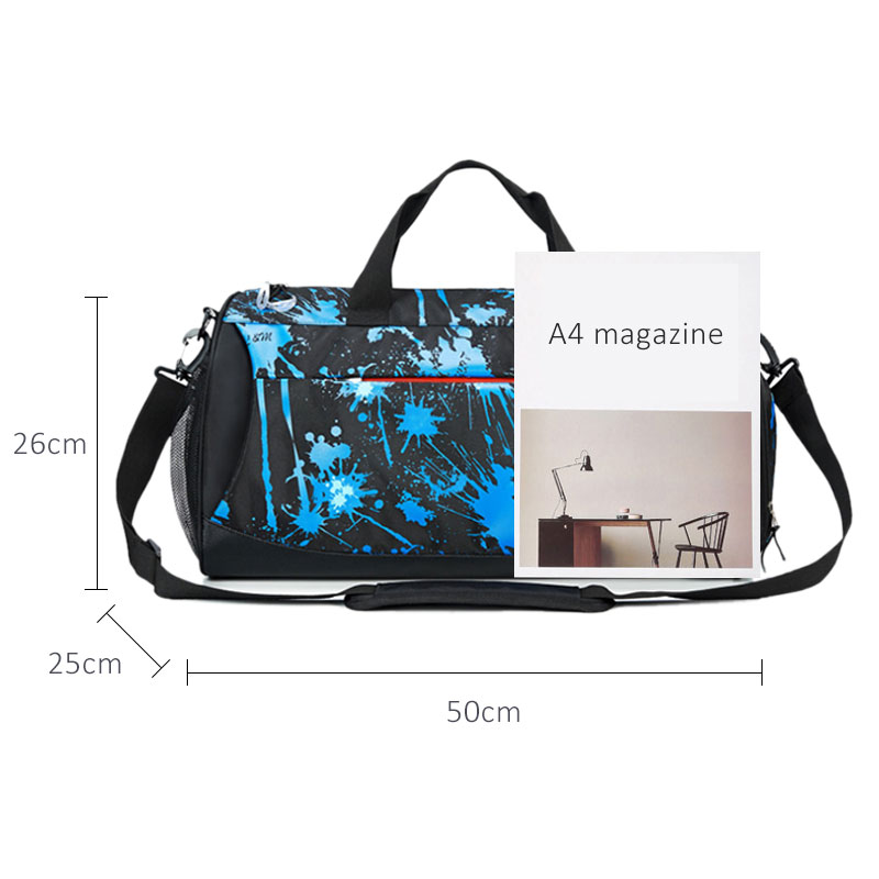 Scione Geometric Printing Travel Bags Large Waterproof Duffel Shoulder Bag Luggage Anti-theft Laptop Portable Sports Shoe Pack