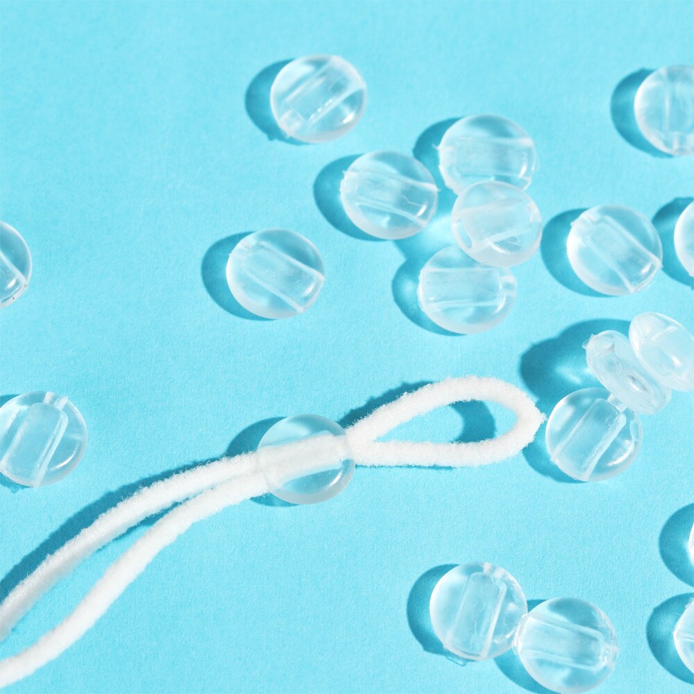 100 Stks/zak Plastic Platte Spiraal Gesp Verstelbare Kralen Anti-Slip Masker Gesp Elastische Band Cap Stopper Ear Koord Trekkoord knop