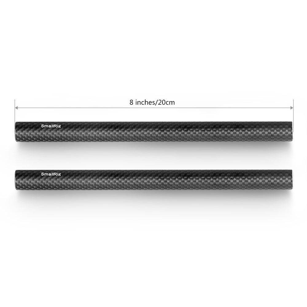 SmallRig 15mm Carbon Fiber Rod - 20cm 8 inch (2pcs) Stabilizing Rod For 15mm Rail Support System - 870