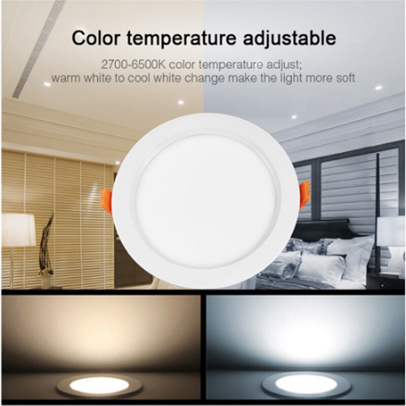 AC 85-240V Mi Light RGB CCT dimmable 2.4G LED Downlight Round Panel Ceiling Lamp Aluminum 6W 12W 15W RGBW led recessed downlight