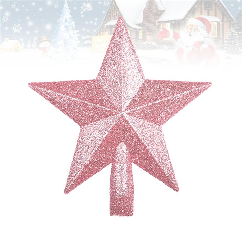 20cm Christmas Tree Sparkle Star Glittering Christmas Tree Topper Decoration Ornaments Home Decor (Pink)