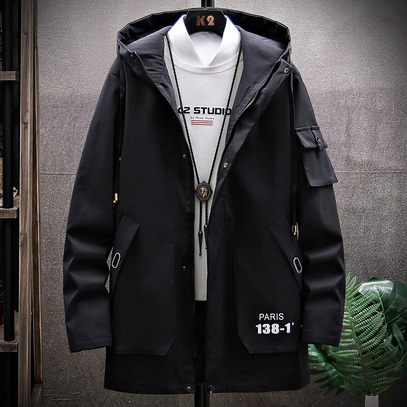 KOLMAKOV-abrigos con capucha para hombre, abrigo con estampado informal, gabardinas largas, estilo coreano, Primavera/otoño, M-3XL,: 1 / L