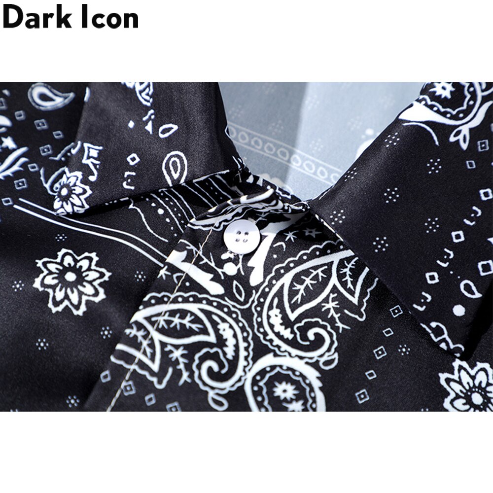 Dark Icon Black Bandana Men's Hawaiian Shirt Street Paisley Shirts for Men Streetwear Clothing