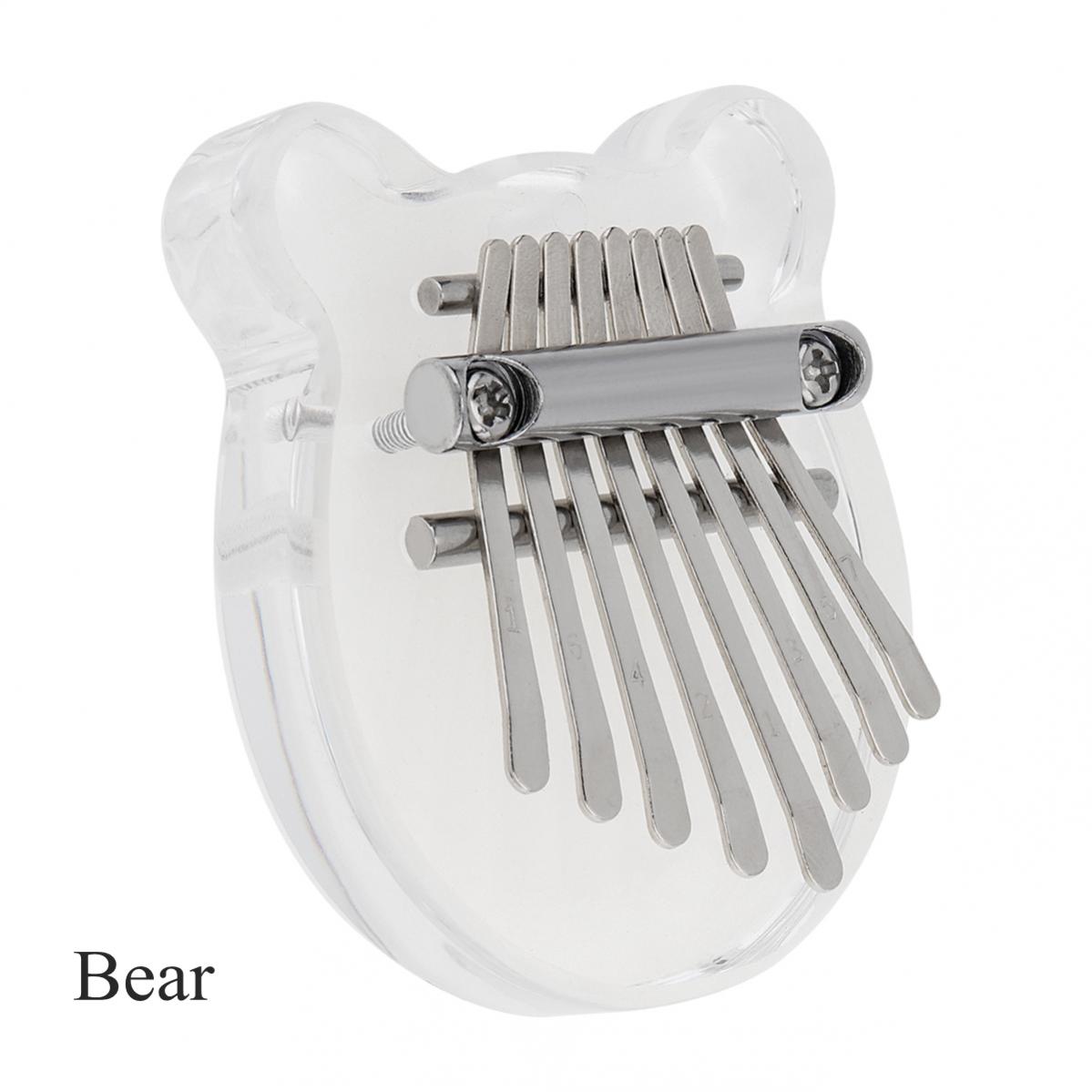 Mini 8 Key Kalimba Crystal Transparent Thumb Piano Bear Heart Cat Water Shape Mbira Musical Instruments: Bear
