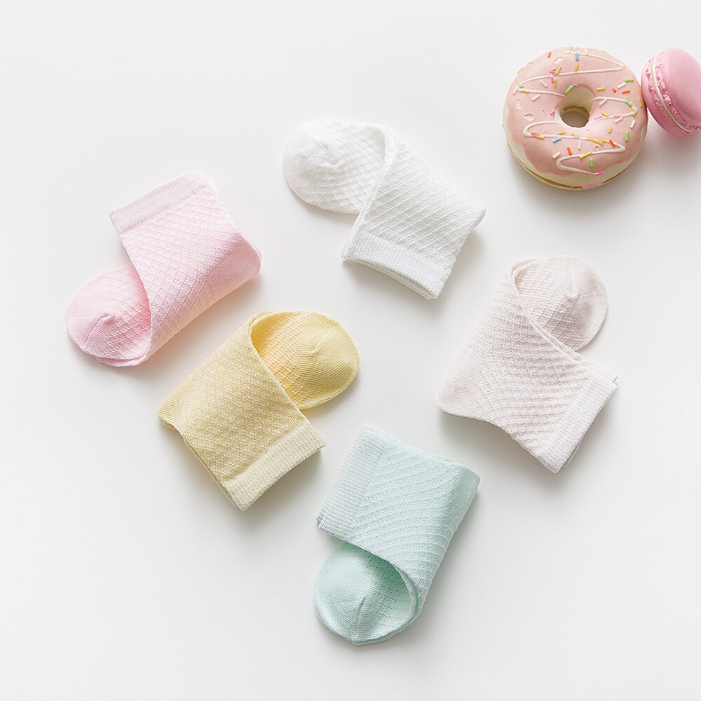 5 Paare/los 0-2Y Baby Socken Sommer Baumwolle 3D Karikatur Ebene freundlicher Socken Mädchen Gittergewebe Nette Neugeborene Junge Kleinkind Socken Baby