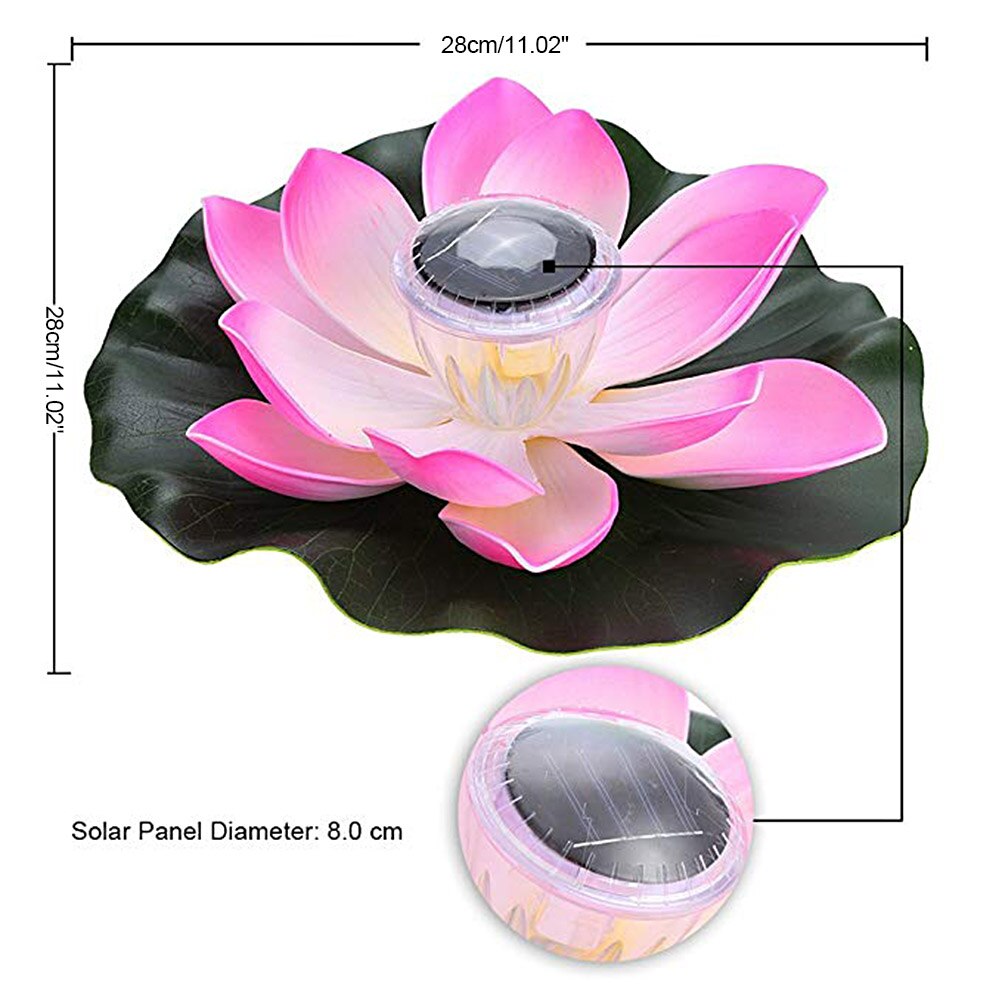 Zonne-energie Bonte Led Lotus Flower Lamp Rgb Waterbestendig Outdoor Drijvende Vijver Nachtlampje Auto Op/off Voor Tuin