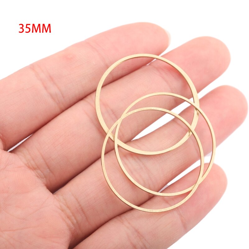 30Pcs Raw Brass Earring Charm Circle Ring Round Hoop Connector Dream Catcher Link O Ring Jewelry Making DIY Earrings Findings: 35mm