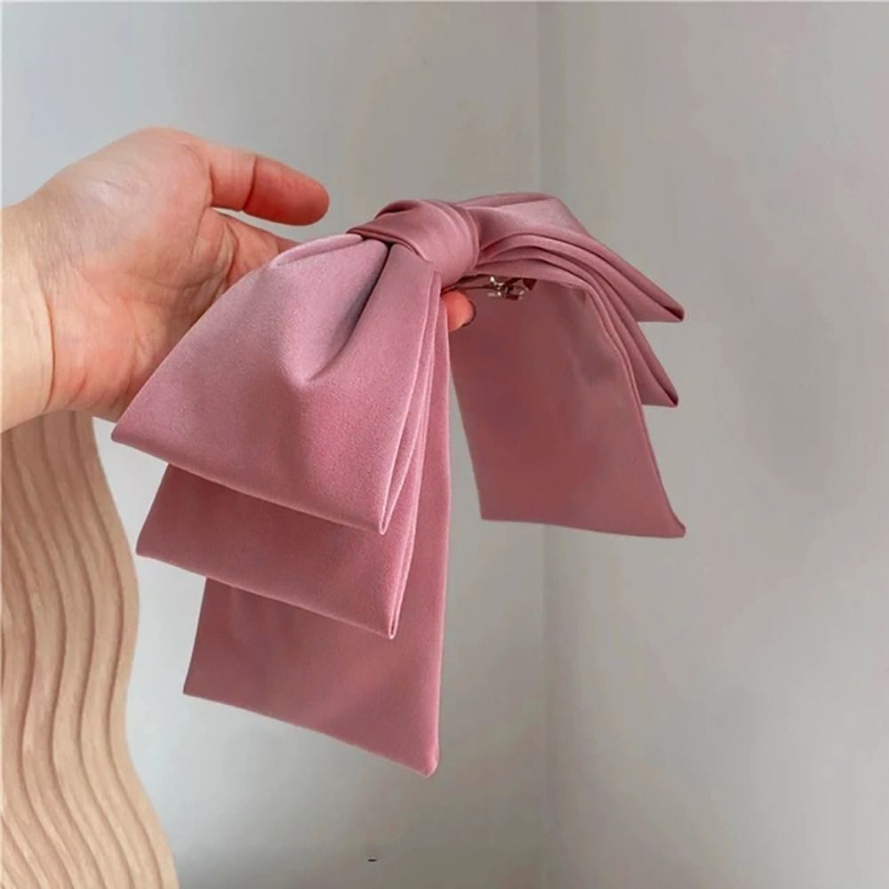 1 Uds. Pinza para el pelo de satén con lazo grande, lazos para el pelo multicapa para niña y mujer, pinzas de coreana, pasador para el pelo: Lavanda