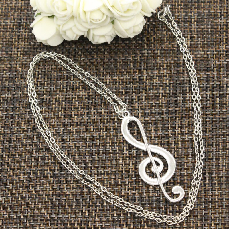 Pendentif pour Note de musique, nouvelle , chaîne ronde croisée courte et longue, collier couleur argent pour bricolage, bijoux