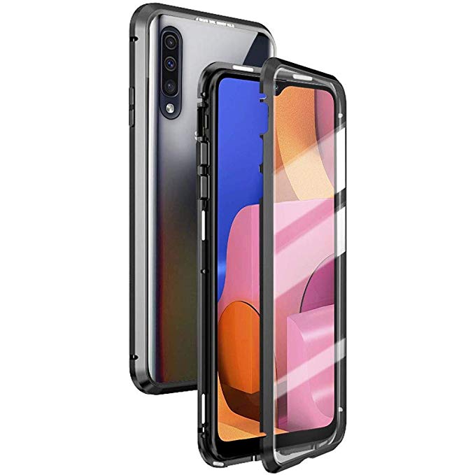 Dubbelzijdige glazen hoes voor samsung galaxy  a20s hoesjes, magnetische metalen bumpercover voor samsung  a20s a 20s a20 s sm -a207f/ ds hoesje: A20s / Zwart