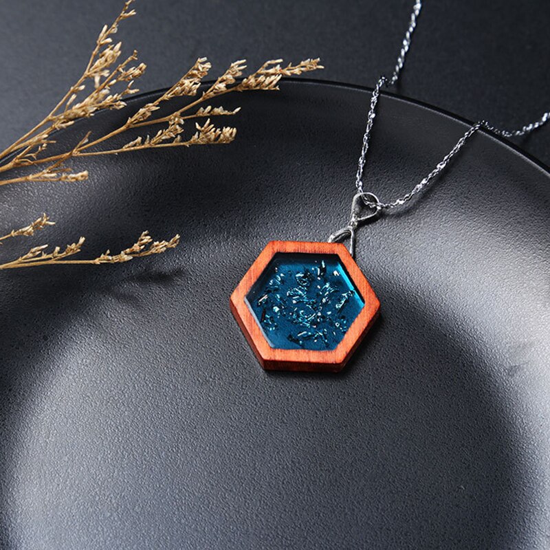 1pc Red Solid Wood Frame UV Resin Mold DIY Epoxy Resin Mold Rectangular Round Jewelry Pendant Accessories Necklace