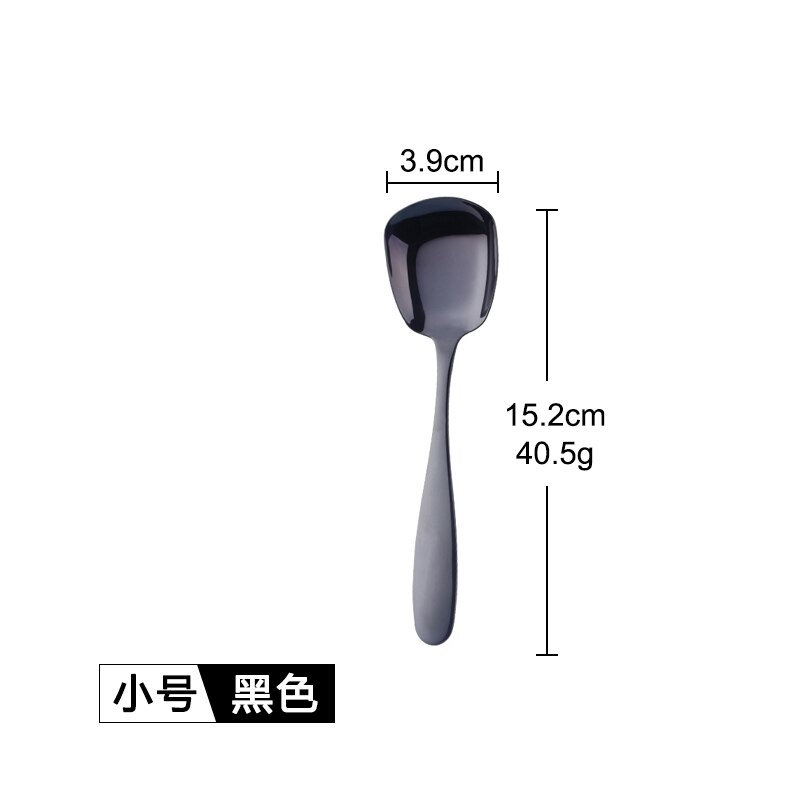 Buyer Star Stainless Steel Square Spoon S M L Rice Spoon Set Dinner Sponn Tableware For Kids &amp; Adult Kitchen Accessory: Spoon Black Small