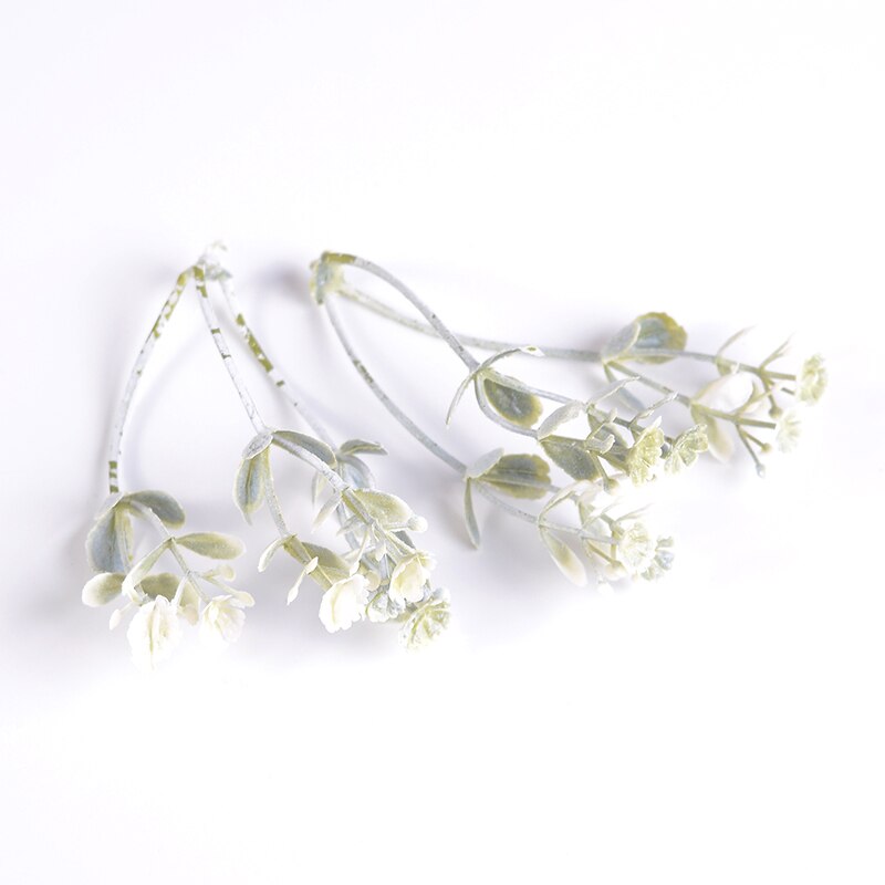 10 stk grønne kunstige blade bryllup boligdekoration rose blade diy klippe og indsætte håndværk falske blomster kunstige planter: Sølv