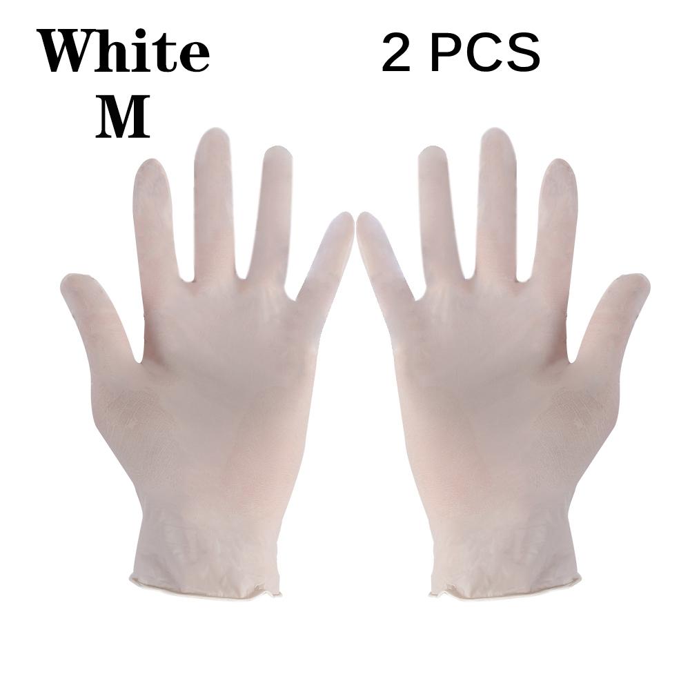 2pcs Disposable Nitrile Gloves Latex Home Food Laboratory Cleaning Gloves Rubber Gloves Protective Gloves: white M