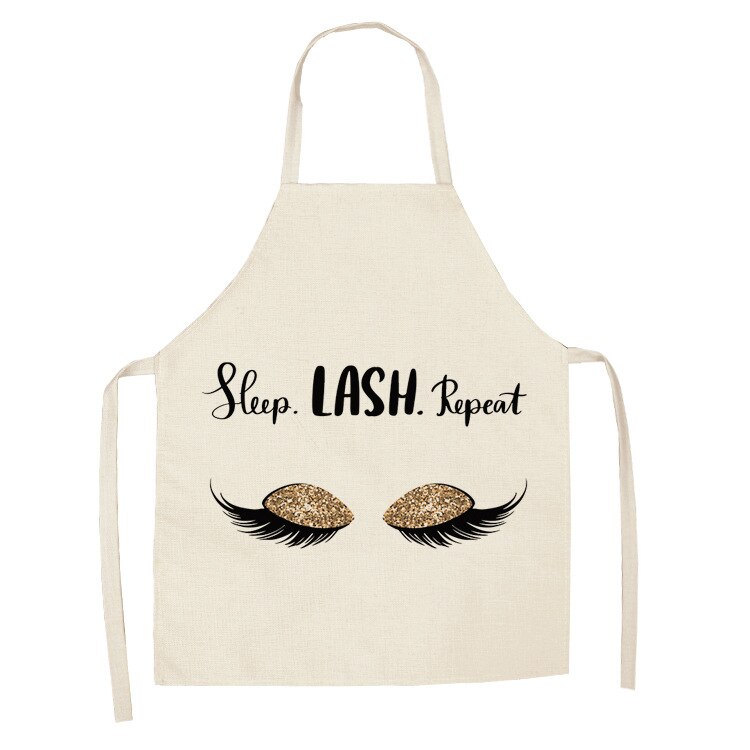 Cils des yeux imprimés maison cuisine tablier propre imperméable à l'eau résistant à l'huile tablier enfants hommes femmes Chef cuisine Aprons53-65cm: ILW-0006-07