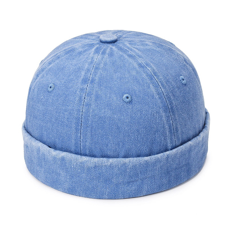 Denim Docker Cap Brimless Hat Solid Skullcap Solid Color Sailor Cap Beanie Hats Men Women Bucket Cap Adjustable Dad Hat