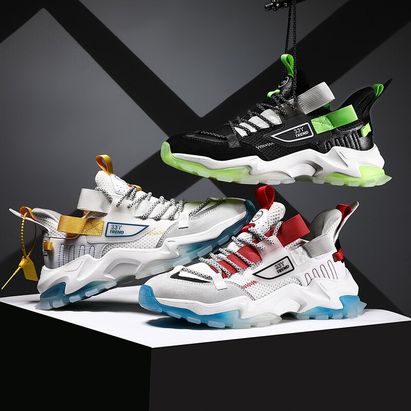 Hemmyi Chunky Sneakers mężczyźni odkryty platformy buty człowiek oddychające sznurowane męskie buty sportowe połączenie podeszwa wsparcie Dropshipping