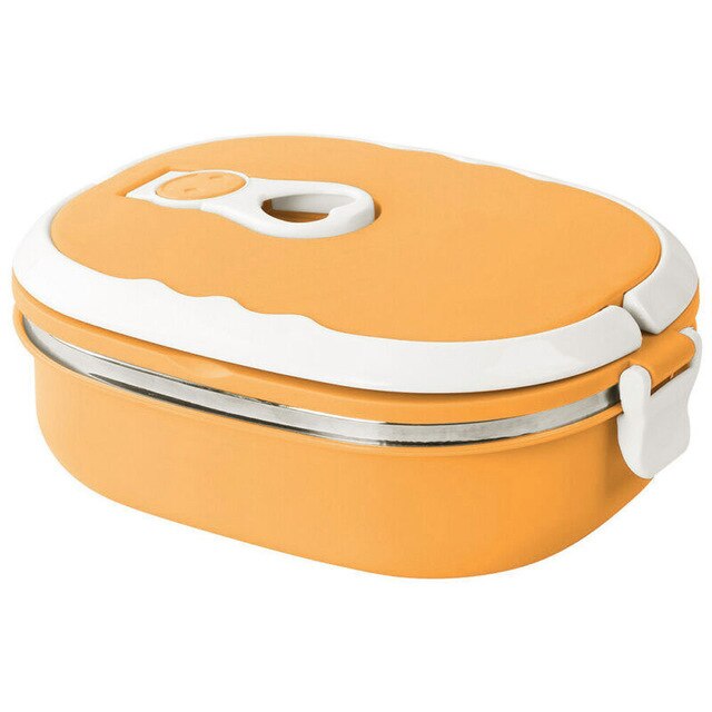 Thermische Isolatie Lunch Box Universele Draagbare Voor Studenten School Thuis Roestvrij Staal Thermische Lunchbox Lekvrije Doos Verwarmde: Orange