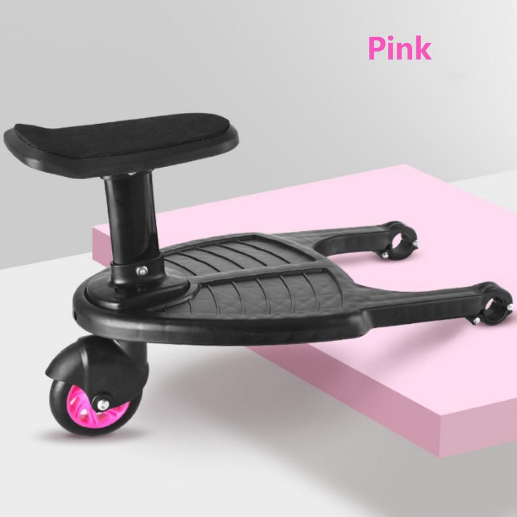 Baby klapvogn med sæde børn barnevogn hjul stående board pedal: Lyserød