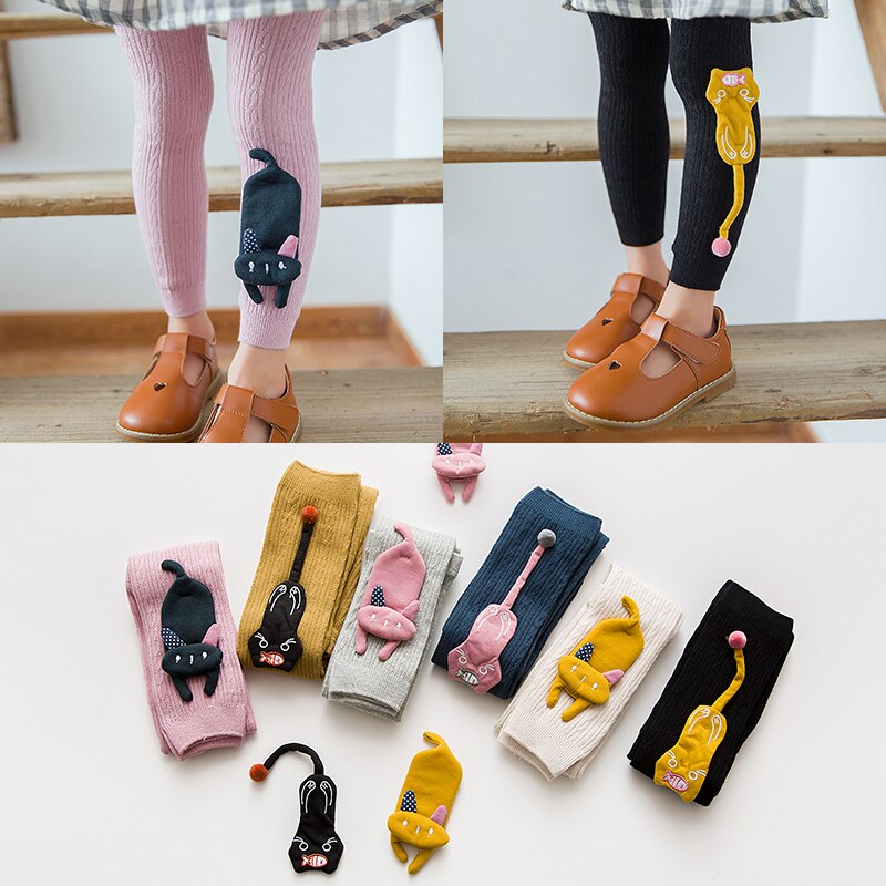 Baby Meisjes Cartoon Katoenen Leggings Gebreide Warme Effen Kleur Kinderen Elastische Zachte Comfortabele Baby Broek Dansen Leggings