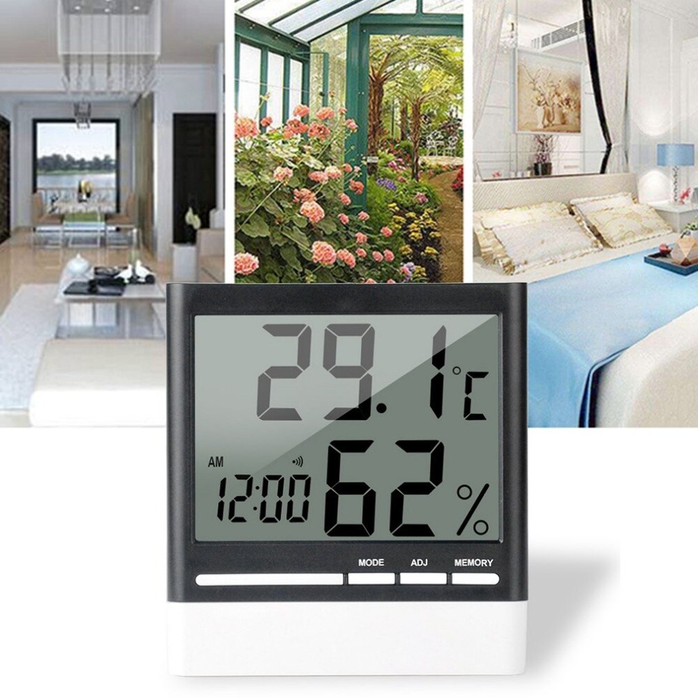 ACEHE Digital Electronic Thermometer Hygrometer Alarm Clock Temperature Humidity Monitor Stand Bracket Hanging Indoor Home Use