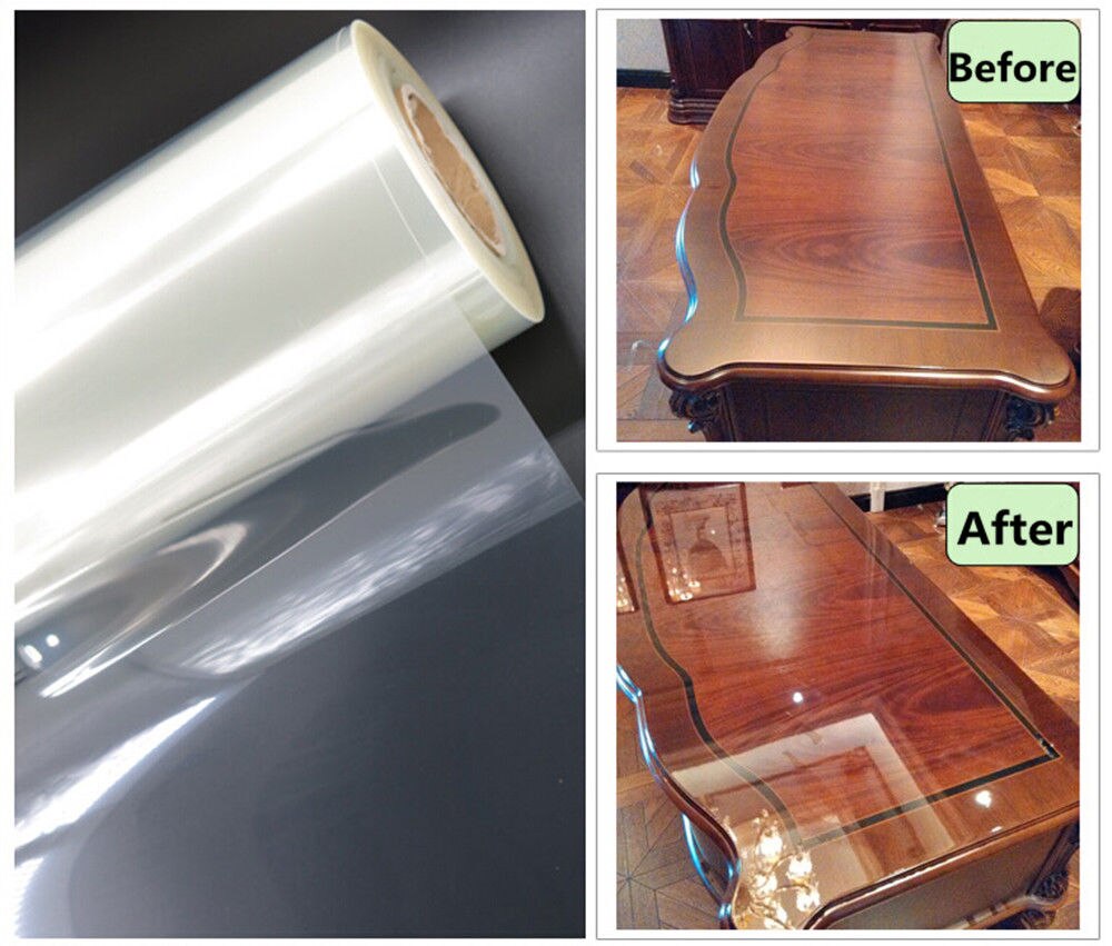50 x 500cm/20 " x16ft gennemsigtig bordklistermærke blank duge 2 mil hjemmemøbler beskyttelse klar film vinyl