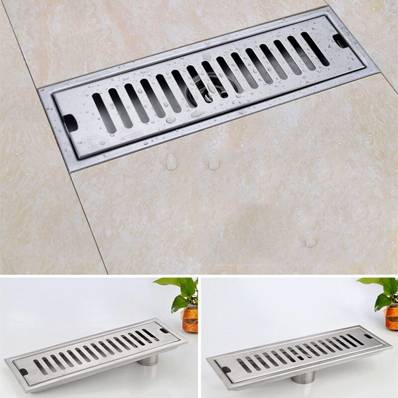10x40cm Large Modern Brass Grille shape Bathroom Floor Waste Grate Shower Drain Drainer Bathroom Sanitary Floor Drain 58089