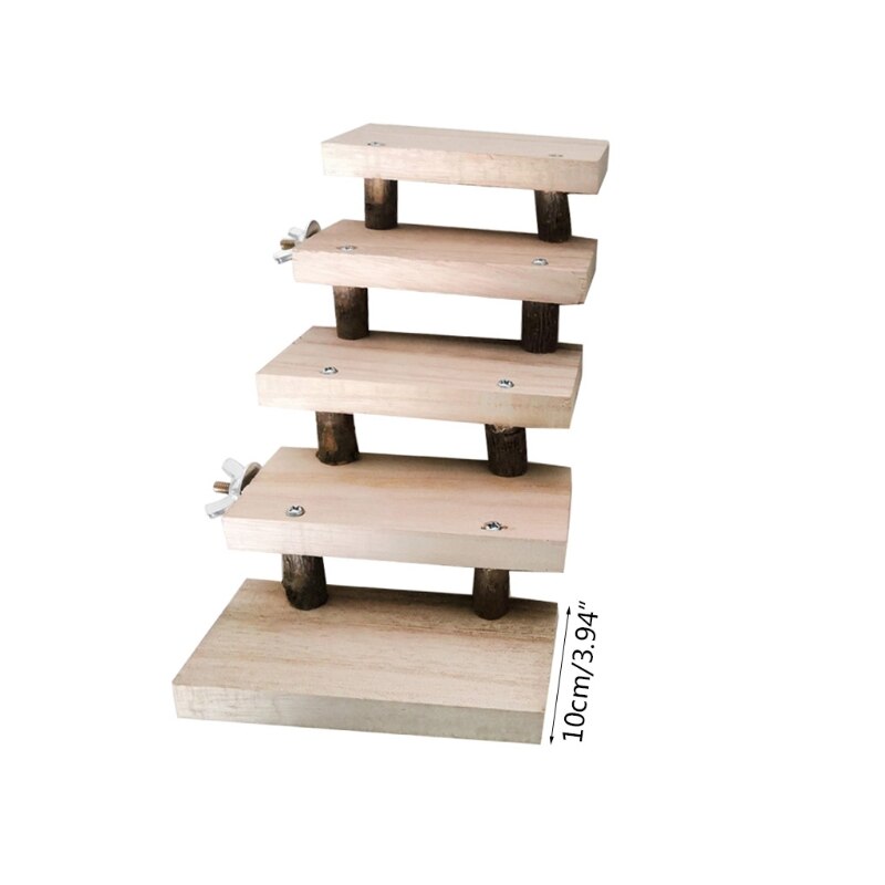 Escalera para hámster de madera Natural de 3/4/5/6/7/8 capas, juguetes para mascotas, loros, escaleras de escalada, , accesorio para jaula