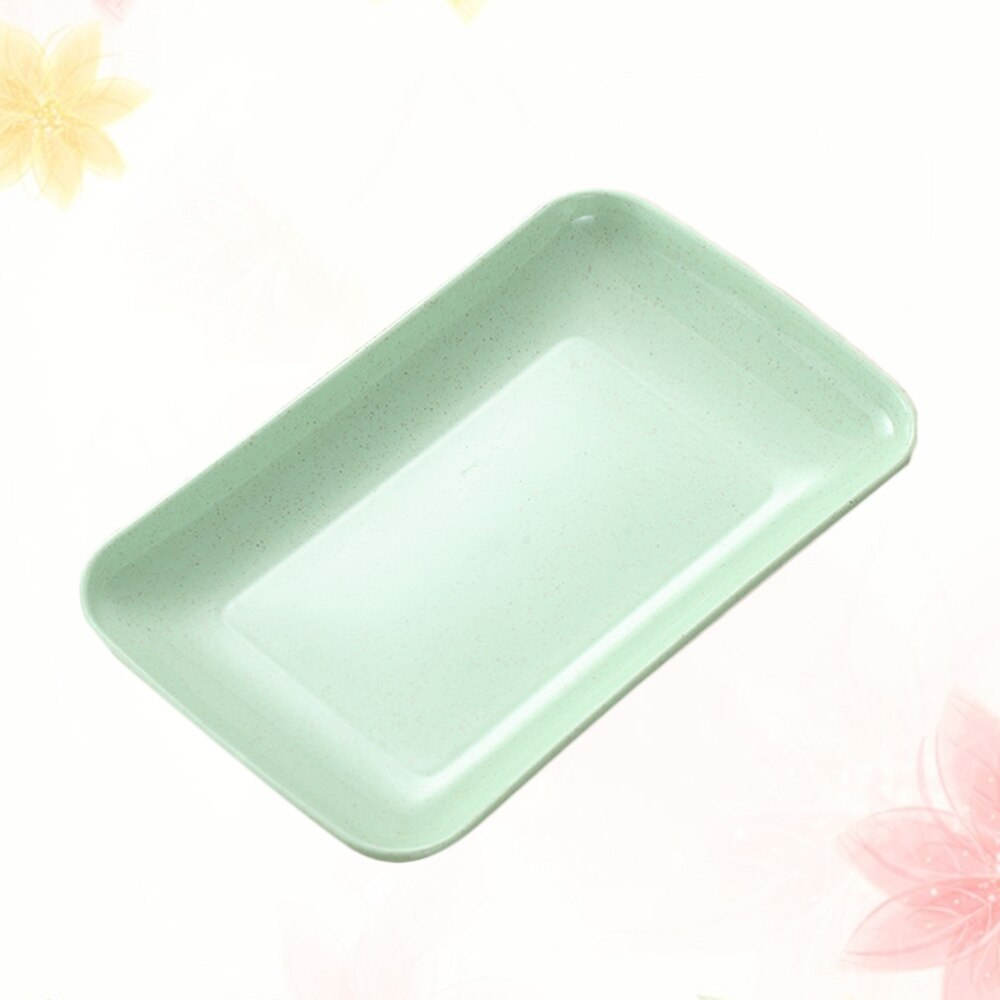4pcs Dinner Plate Rectangle Food Grade Practical Lightweight Dinner Dish for Hotel: Green