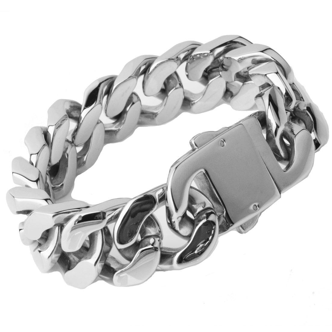 20mm Polished Cut Curb Cuban Link 316L Stainless Steel Bracelet Mens Chain Boys Jewelry