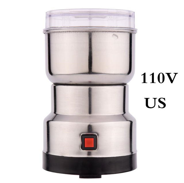 Machacadora eléctrica molinillo de café molinillo de especias molinillo de café mezclador de café eléctrico multifunción: Silver US 110V