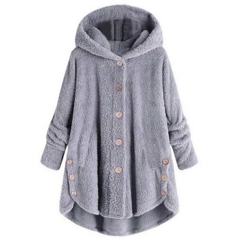 Abrigo de lana y mezclas para mujer, abrigo cálido de oso de peluche, chaqueta de lana de felpa, talla grande, M-4XL, otoño e invierno,