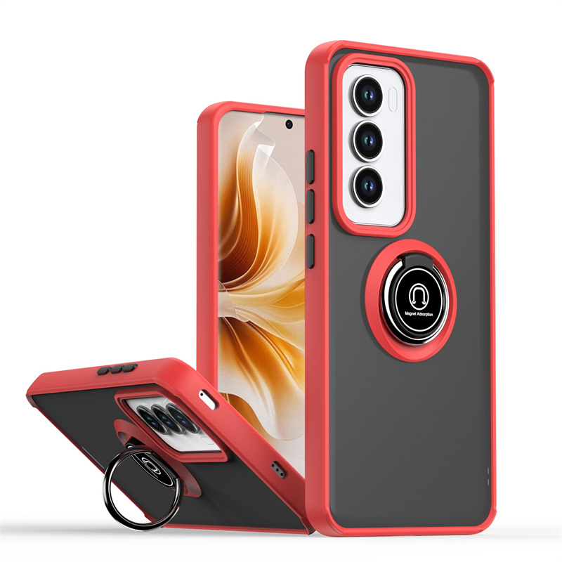 Hårdt pc stødsikkert mat pansercover til oppo reno 12 pro 12 magnetisk ring, blød ramme 5g etui til oppo reno 12f 12 pro fundasider: Klaret / Til iphone 16 pro