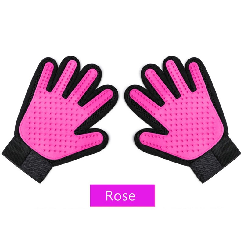 Guanto per animali domestici guanto per toelettatura per gatti spazzola per despargimento pulizia efficace dei capelli guanti per massaggi per animali domestici spazzola per la rimozione dei capelli pulita per il bagno: rosa 1pezzi / sinistra mano