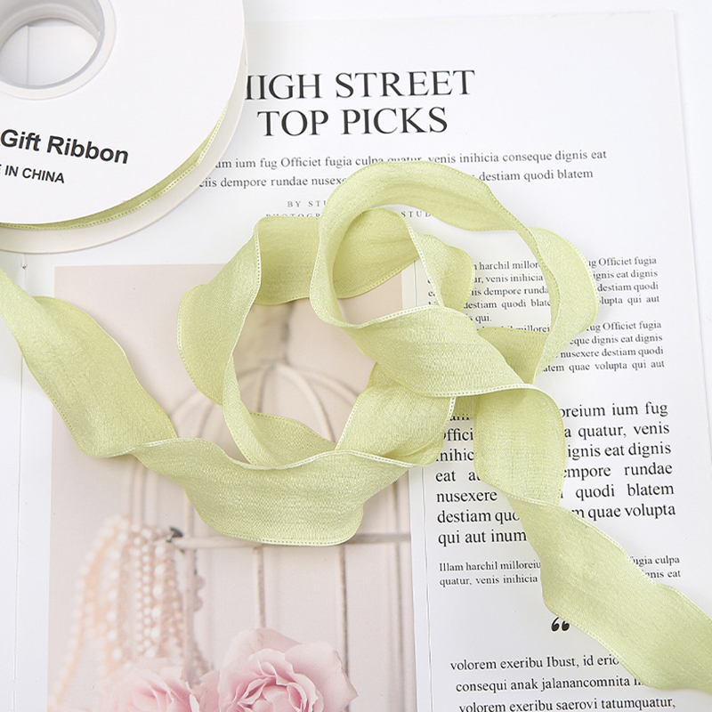 10 Yards Handmade Frayed Edged Chiffon Silk Ribbons DIY Wedding Invitation Wrapping Bouquets Packaging Party Decorations: Brass
