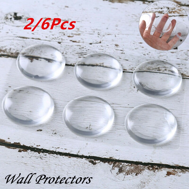 Protectores de goma transparentes para parachoques de pared, perilla de puerta autoadhesiva, topes de manija, almohadillas de protección de muebles de armario, Hardware, 2/6 Uds.