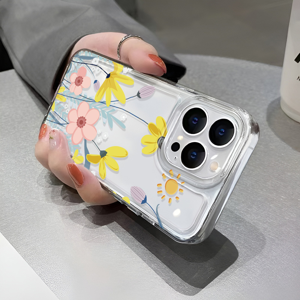 Flower Case For iPhone 13 Cases iPhone 15 12 11 14 16 Pro Max 14 15 Plus 16Pro iPhone 16E Clear Shockproof Cover Funda